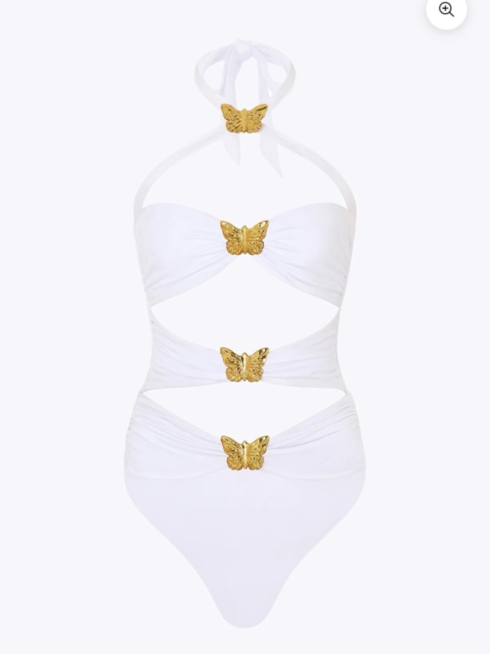 CIN CIN Diamond Butterfly Cut Out Swimsuit Pearl NWT Size S $320 Retail